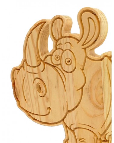 Pour votre enfant, une très jolie figurine de rhinocéros rigolo en bois massif !
