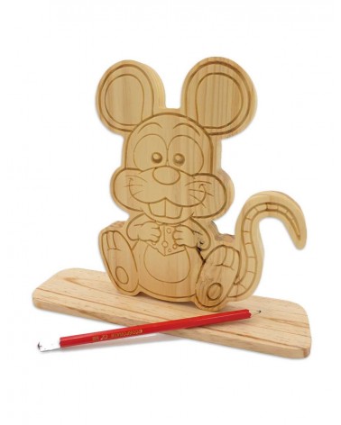Pour votre enfant, une très jolie figurine de petite souris rigolote en bois massif !
