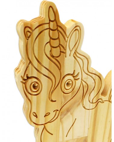 Pour votre enfant, une très jolie figurine de licorne rigolote en bois massif !