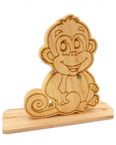 Pour votre enfant, une très jolie figurine de singe rigolo en bois massif !