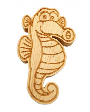 Pour votre enfant, une très jolie figurine d'hippocampe rigolo en bois massif !