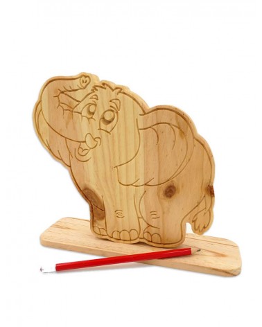 Pour votre enfant, une très jolie figurine d'éléphant rigolo en bois massif !