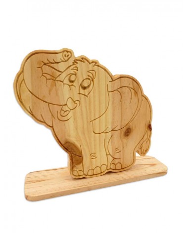 Pour votre enfant, une très jolie figurine d'éléphant rigolo en bois massif !