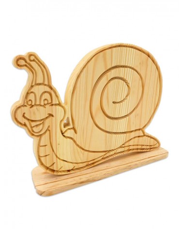 Pour votre enfant, une très jolie figurine d'escargot rigolo en bois massif !