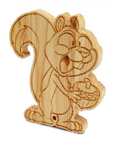 Pour votre enfant, une très jolie figurine d'écureuil rigolo en bois massif !