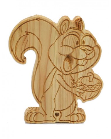Pour votre enfant, une très jolie figurine d'écureuil rigolo en bois massif !