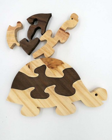 Mon premier casse-tête en bois, deux magnifiques tortues puzzle en bois massif